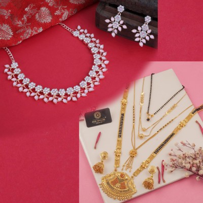 brado jewellery Brass Gold-plated Rose Gold, Gold, White, Black Jewellery Set(Pack of 2)