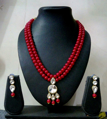 JN Handicraft Alloy Copper Red Jewellery Set(Pack of 1)
