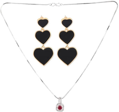 SKG Fashions Stone Maroon, Black Jewellery Set(Pack of 1)