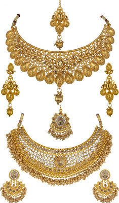 Rhymee Alloy Gold-plated Gold, Yellow Jewellery Set(Pack of 2)