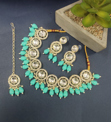 Rhymee Alloy Gold-plated Turquoise Jewellery Set(Pack of 4)