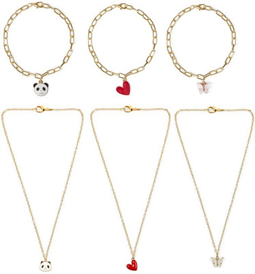 EnlightenMani Alloy Gold-plated Multicolor Jewellery Set(Pack of 6)