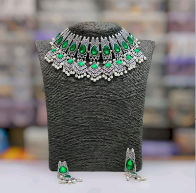 SHOBH TRADERS Alloy Silver Green Jewellery Set(Pack of 1)