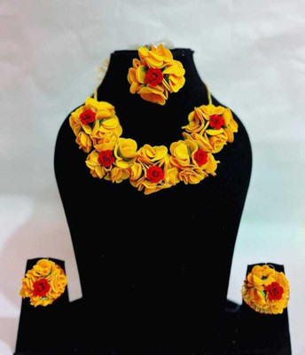 Harshita Fabric Red, Yellow Jewellery Set(Pack of 4)