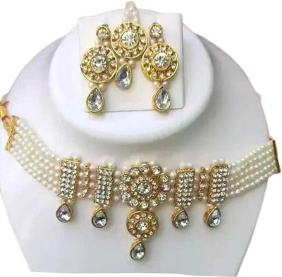 NAZARA Brass Gold-plated White Jewellery Set(Pack of 1)