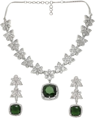 Oomph Alloy Silver Green, Silver, White Jewellery Set(Pack of 2)