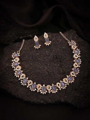 Pink Princess Brass Gold-plated Purple Jewellery Set(Pack of 1)