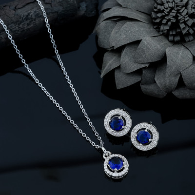 Zabby Allen Alloy Silver Blue, Silver Jewellery Set(Pack of 2)