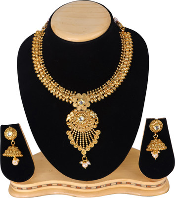 Swarajshop Copper Gold-plated White Jewellery Set(Pack of 2)
