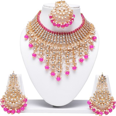 Swarajshop Alloy Gold-plated Pink Jewellery Set(Pack of 1)