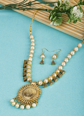 DEGHLAM Alloy Gold-plated White Jewellery Set(Pack of 3)