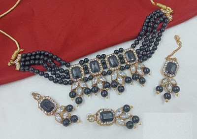SUNDHA CREATION Alloy Gold-plated Blue Jewellery Set(Pack of 1)