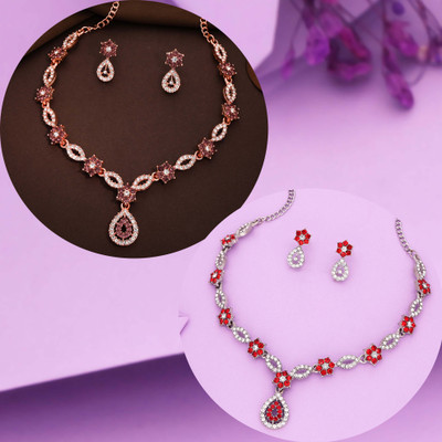 Vedda Brass Gold-plated Silver, Brown, Red Jewellery Set(Pack of 1)