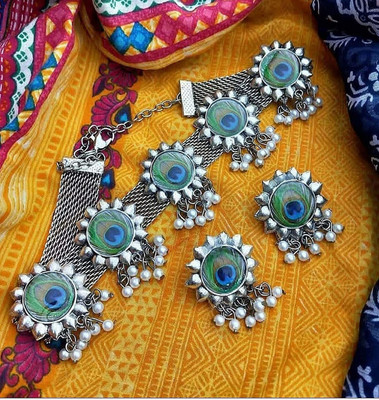 COSMO DUST JEWELLERY WITH DEVICE Oxidised Silver Silver Multicolor Jewellery Set(Pack of 1)