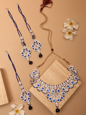 Jewels Capital Alloy Gold-plated Blue, White Jewellery Set(Pack of 1)