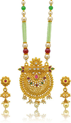 house of common Alloy Gold-plated Gold, Green Jewellery Set(Pack of 1)