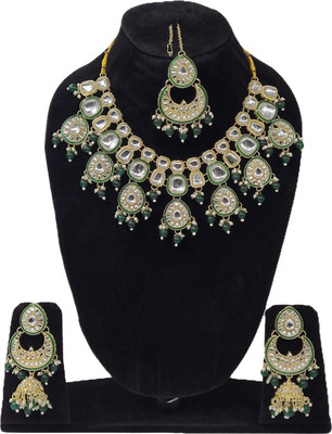 GAZAL ENTERPRISES Alloy Gold-plated Green Jewellery Set(Pack of 4)