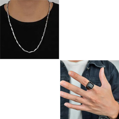 Vipunj Alloy Sterling Silver, Titanium Black, Silver Jewellery Set(Pack of 1)