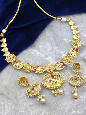 SAIYONI Alloy Gold-plated Red Jewellery Set(Pack of 1)