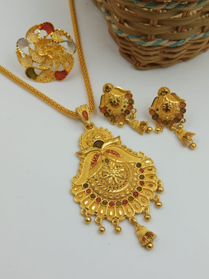 bajarang fashion Brass Gold-plated Multicolor Jewellery Set(Pack of 1)