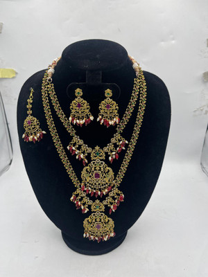 gvg Alloy Gold-plated Pink, Red, White Jewellery Set(Pack of 1)