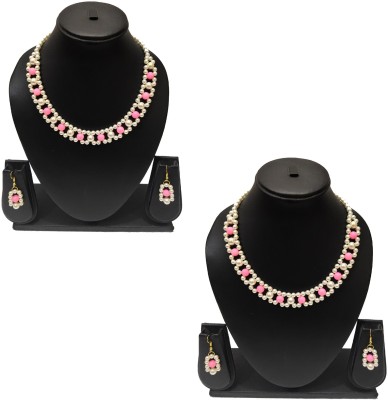 PRAGATI Alloy Pink Jewellery Set(Pack of 2)