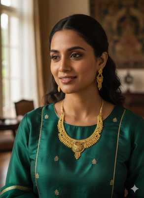 HARSHITA ECOMM Brass Gold-plated Gold Jewellery Set(Pack of 1)