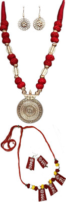 HOUSE OFF COMMON Oxidised Silver Multicolor, Red Jewellery Set(Pack of 2)