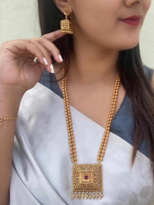 SUNDHA CREATION Alloy Copper Maroon Jewellery Set(Pack of 1)