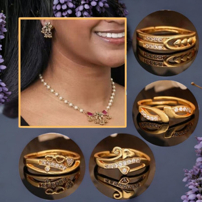 REEWAZIMPERIAL Brass Gold-plated Red, Gold, White Jewellery Set(Pack of 5)