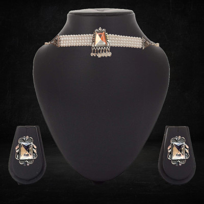 Jewelica Oxidised Silver Sterling Silver White Jewellery Set(Pack of 3)
