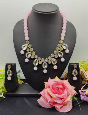 Ronak Fashion Alloy Gold-plated Pink Jewellery Set(Pack of 1)