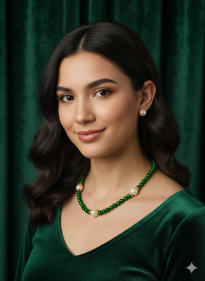 Mohini enterprises Mother of Pearl Gold-plated Green, White Jewellery Set(Pack of 1)