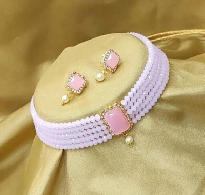 jatin imitation Metal Gold-plated Pink Jewellery Set(Pack of 3)