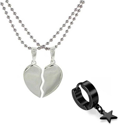 Vipunj Alloy, Stainless Steel Sterling Silver, Titanium Silver, Black Jewellery Set(Pack of 2)