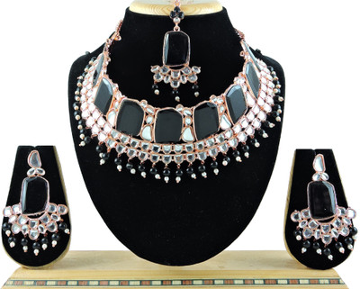 VATSALYA creation Alloy Gold-plated Black Jewellery Set(Pack of 3)