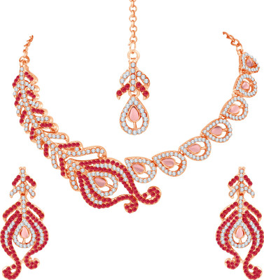 Atasi International Alloy Gold-plated Rose Gold, Pink Jewellery Set(Pack of 1)