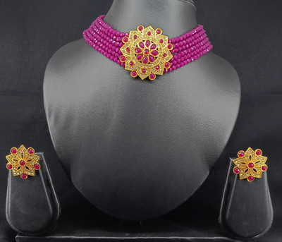 KAVERI TRADING Alloy Gold-plated Purple Jewellery Set(Pack of 1)