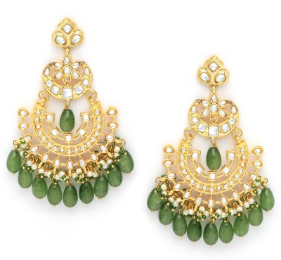 MD KARAT ART M.D KARAT ART Green kundan earring set 22k gold pated (MDKR 0079) Beads Alloy Chandbali Earring, Jhumki Earring, Earring Set