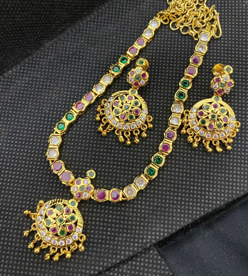 PBM CREATIONS Copper Gold-plated Multicolor Jewellery Set(Pack of 1)