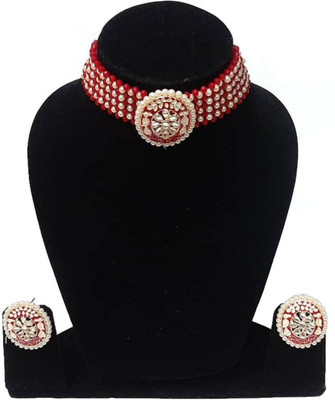 Aksh Enterprises Alloy Gold-plated Red Jewellery Set(Pack of 1)