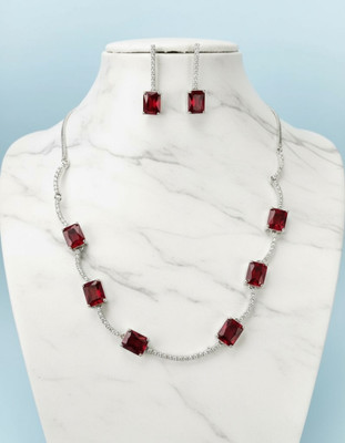 Zevoria Stainless Steel Red Jewellery Set(Pack of 1)