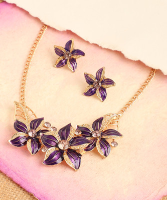 SOHI Alloy Gold-plated Purple Jewellery Set(Pack of 1)
