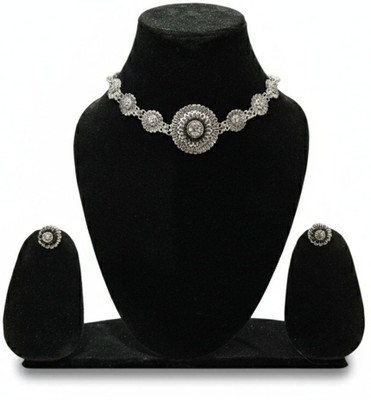 Jivya Oxidised Silver Black Jewellery Set(Pack of 1)