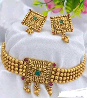 Pink Princess Alloy Gold-plated Gold Jewellery Set(Pack of 1)