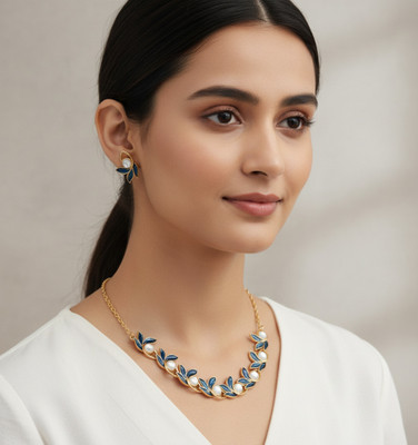 whitern Alloy Gold-plated Blue Jewellery Set(Pack of 1)