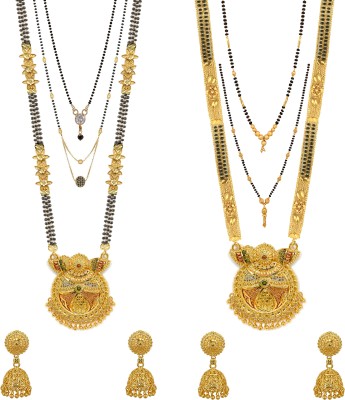 brado jewellery Brass Gold-plated Black, Gold Jewellery Set(Pack of 2)