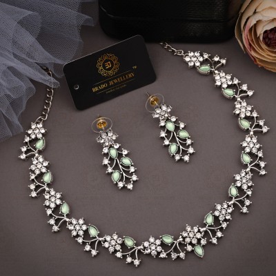 Reewaj Brass, Stone, Crystal, Stainless Steel Gold-plated Silver, Green, White Jewellery Set(Pack of 1)