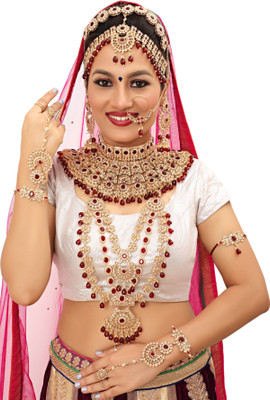 KKIMITATION Alloy Gold-plated Maroon Jewellery Set(Pack of 1)