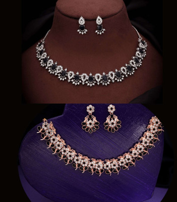Divastri Brass Gold-plated Multicolor Jewellery Set(Pack of 2)